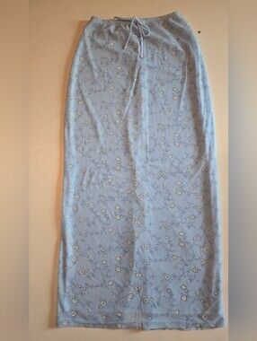 Light Blue Floral Midi Skirt